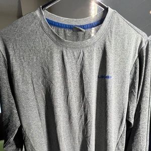 Lecaf Mens Medium Long Sleeve T-Shirt Gray with blue